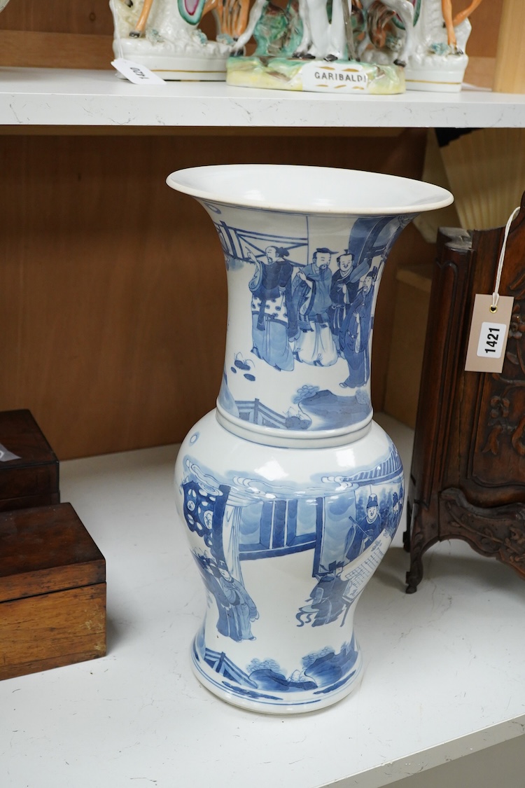 A Chinese blue and white Yen Yen vase, 42cm high
